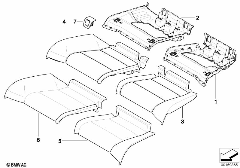 Seat rear, upholstery & cover base seat