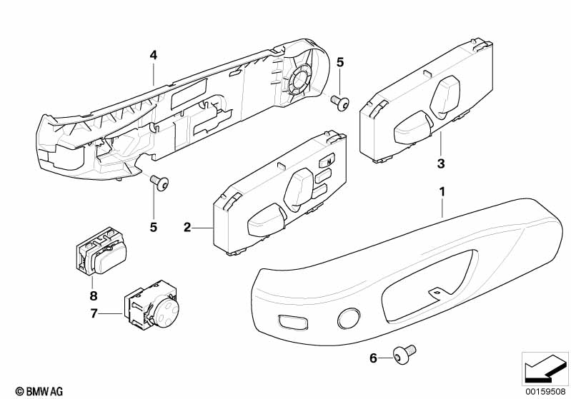 Single parts of front seat controls
