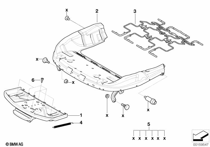 Front seat frame mech./el./singl.parts