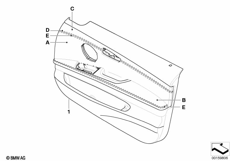 Indiv.front door trim panel,part.leather