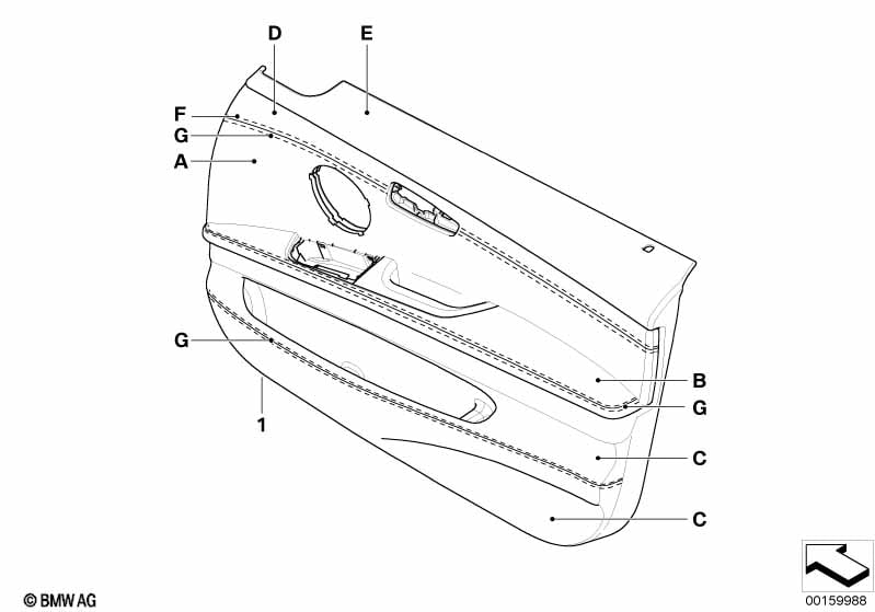 Indi. door trim, all-leather, front