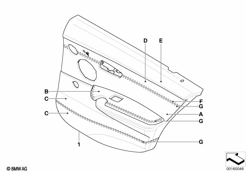 Indi. door trim, all-leather, rear