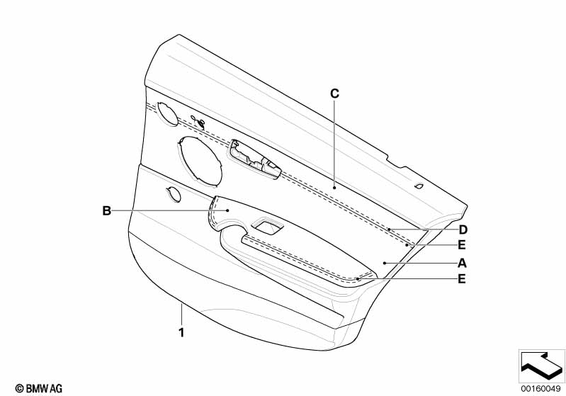 Indiv. rear door trim panel,part.leather