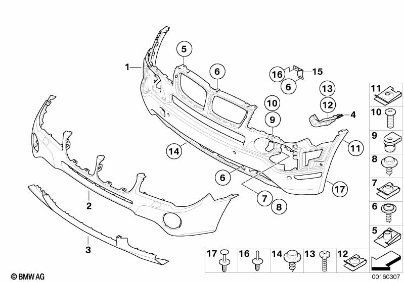 Genuine BMW 51113445877 E83 Trim Panel, Bumper, Front SCHWARZ (Inc. X3) | ML Performance EU Car Parts