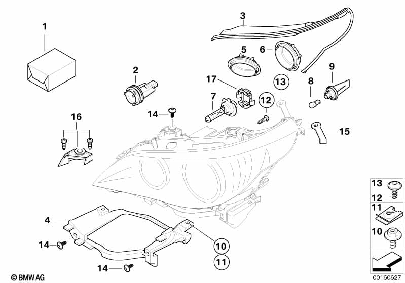 Individual parts for halogen headlamp