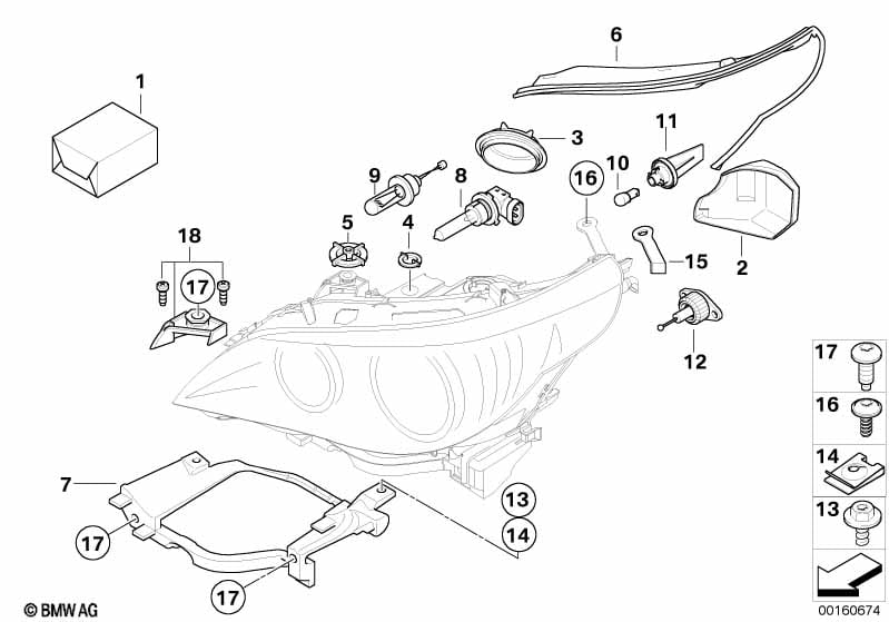 Single components f headlight Xenon/ALC