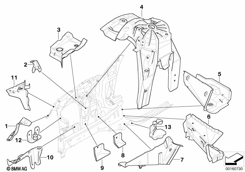 Genuine BMW 41147897772 E60 E61 Bracket Side Panel Right (Inc. M5) | ML Performance EU Car Parts