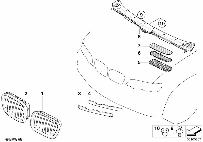 Genuine BMW 51137113729 E53 Grille,Air Inlet Left SCHWARZ (Inc. X5 3.0d & X5 3.0i) | ML Performance UK Car Parts