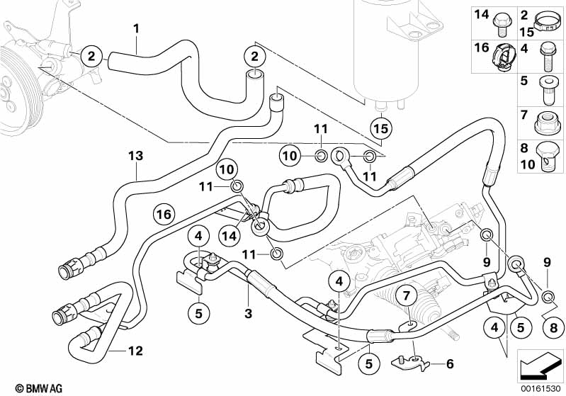 Hydro steering-oil pipes