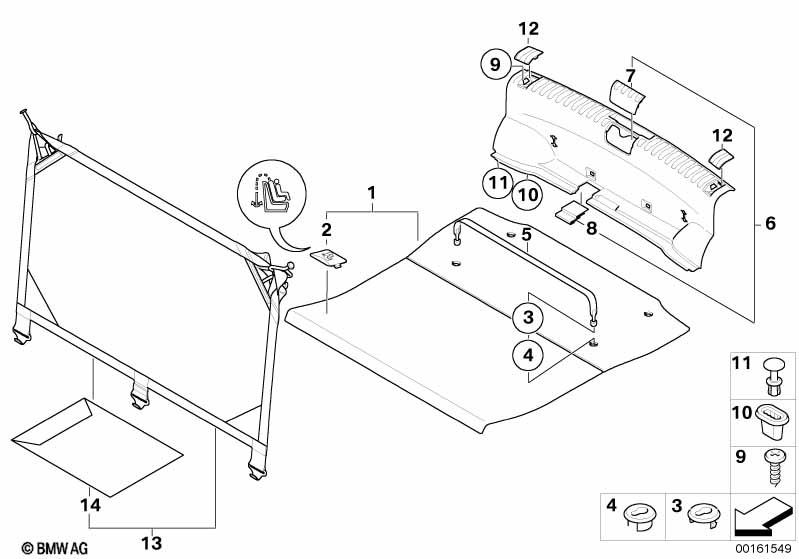 Trunk floor / Trunk sill / Dividing net