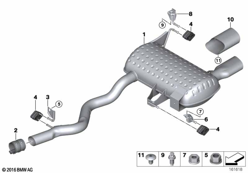 Exhaust system, rear