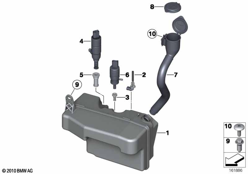 Reservoir,windscr./headlight washer sys.