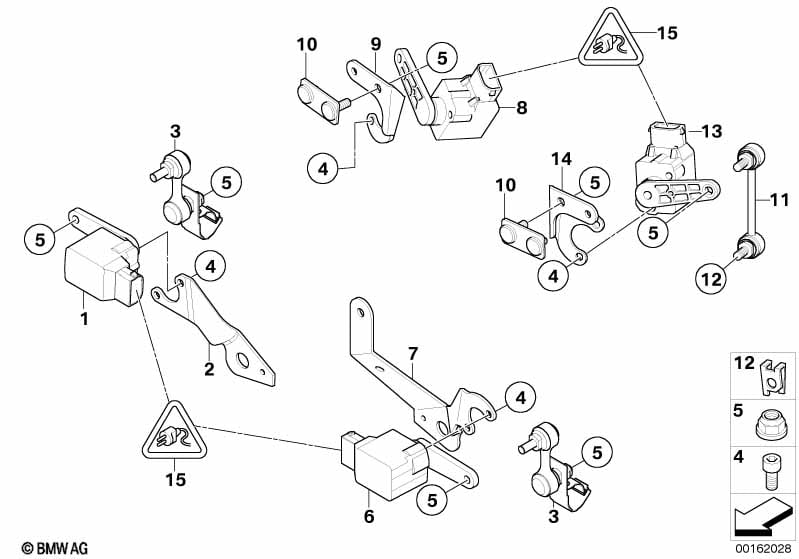 Headlight vertical aim control sensor