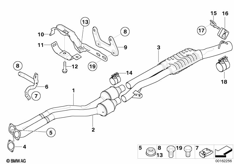 Genuine BMW 18307565688 E60 E61 Rp-Exhaust Pipe Catalytic Converter ZYL. 1-3 (Inc. 535xi) | ML Performance EU Car Parts