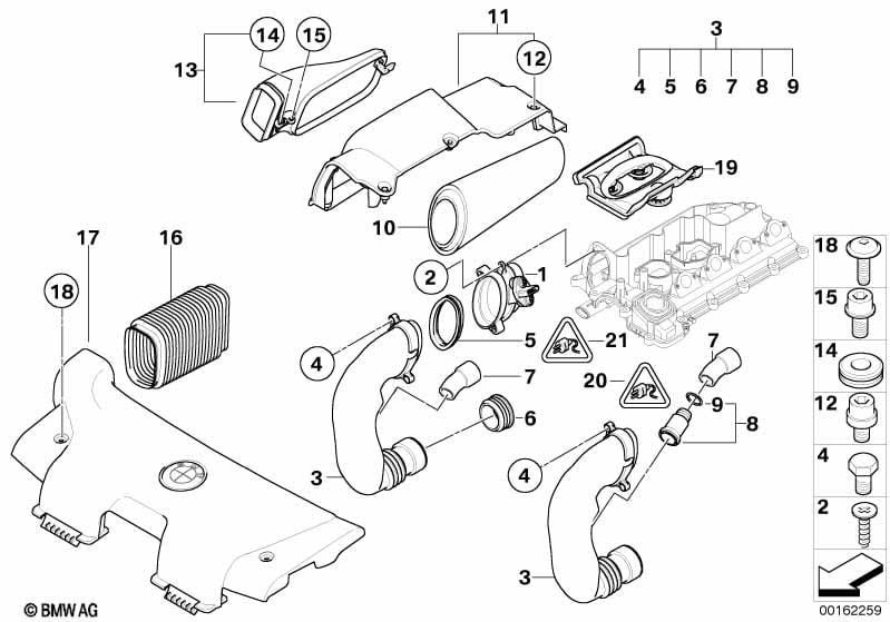Mass air flow sensor/intake silencer