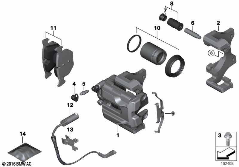 Front brake pad wear sensor