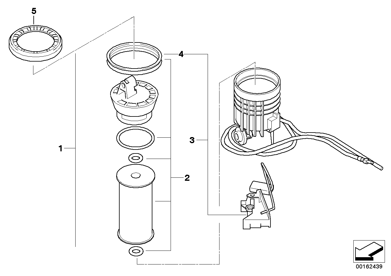 Fuel filter with fuel level sensor right