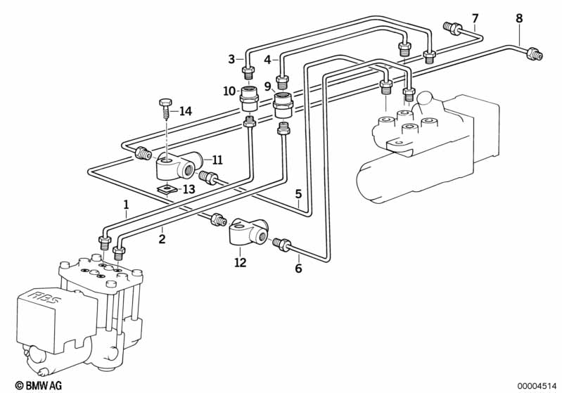 Brake pipe front ABS/ASC+T