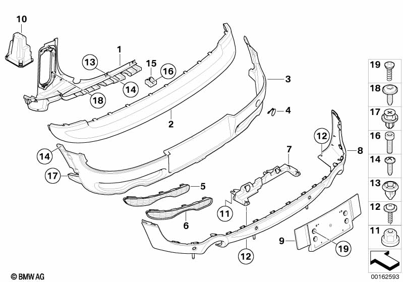 Trim cover, rear