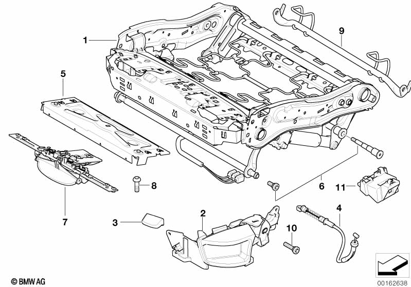 Seat, front, seat frame