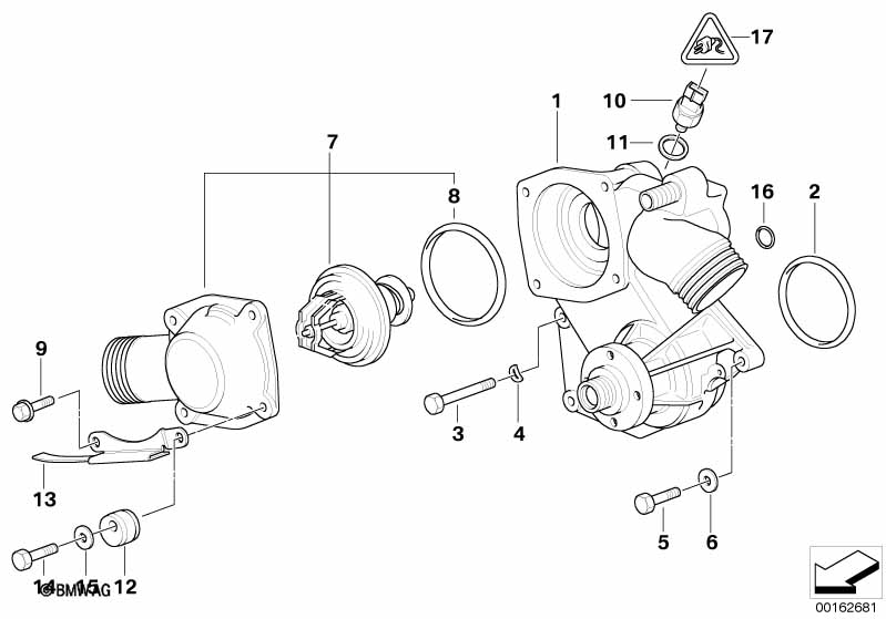Genuine BMW 11531745922 E38 E31 Connecting Bracket With Thermostat 85CEL (Inc. 750i, 750iL & 750iLS) | ML Performance UK Car Parts