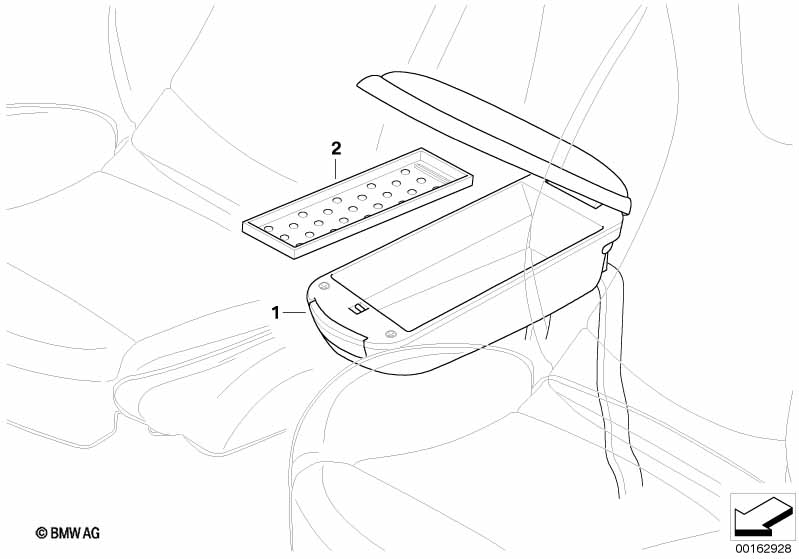 Center armrest with storage tray