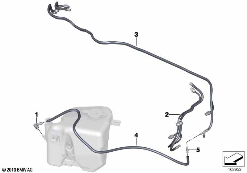 Hose lines, windshield washer system