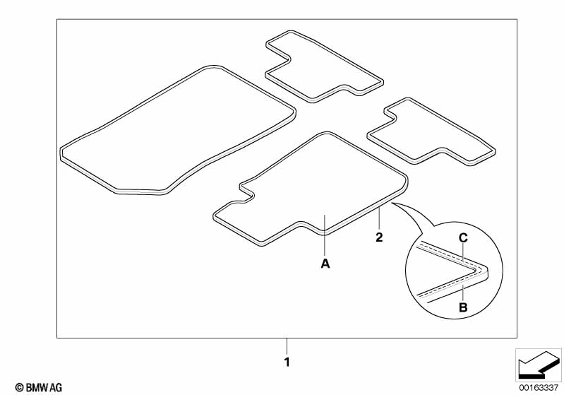 Individual floor mats, Leather border