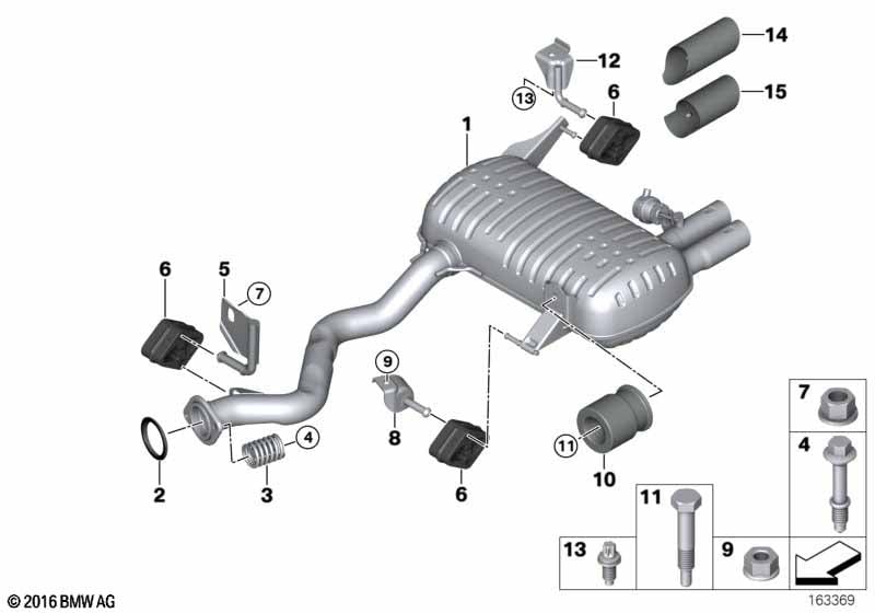 Exhaust system, rear
