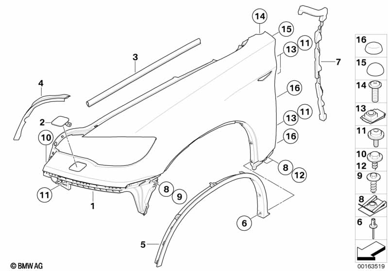 Genuine BMW 51777176236 E71 E72 Cover, Wheel Arch, Front Right SCHWARZ (Inc. Hybrid X6, X6 30dX & X6 50iX) | ML Performance EU Car Parts