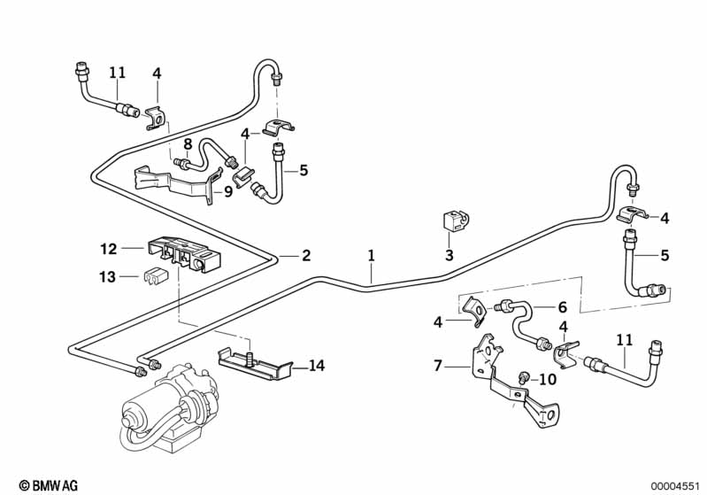 Brake pipe rear ABS/ASC+T