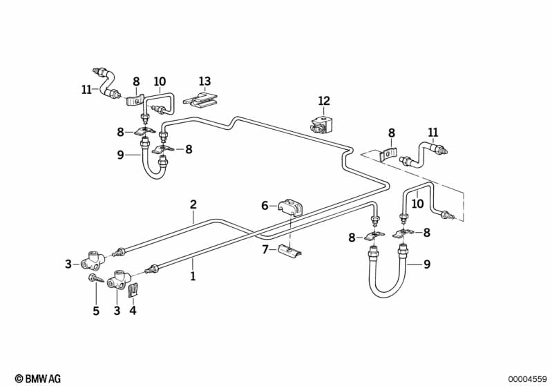 Brake pipe rear ABS/ASC+T