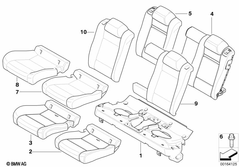 Seat, rear, uphlstry/cover, load-through