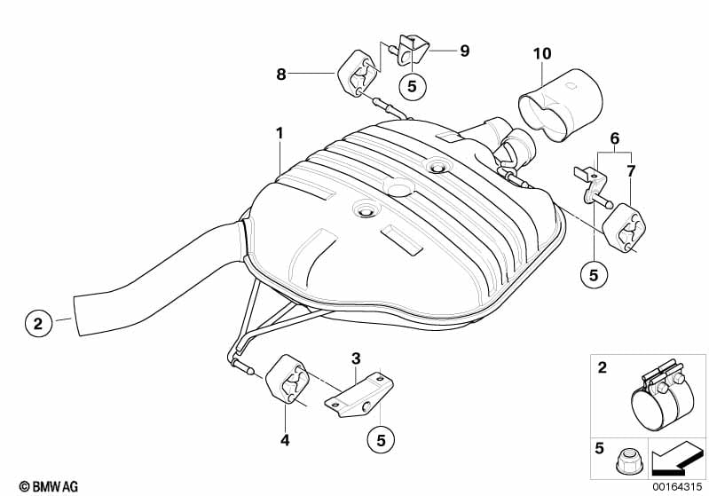 Exhaust system, rear