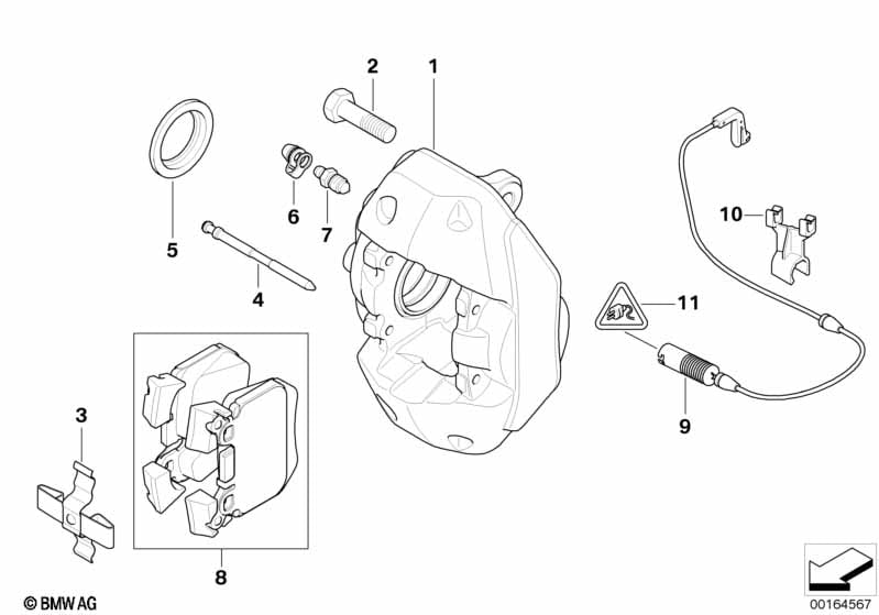 Rear brake / brake pad / wear sensor