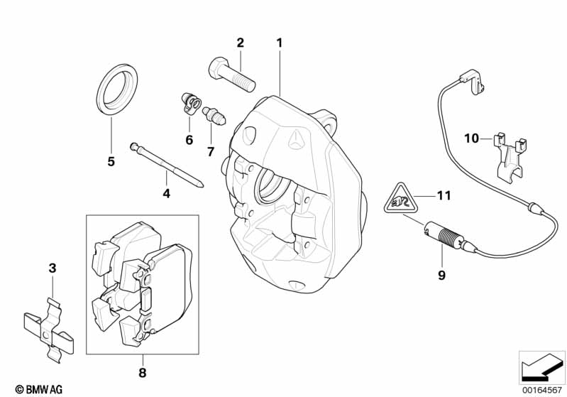 Rear brake / brake pad / wear sensor