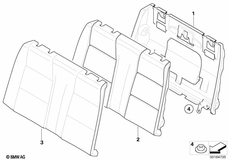Seat rear, upholstery & cover base seat