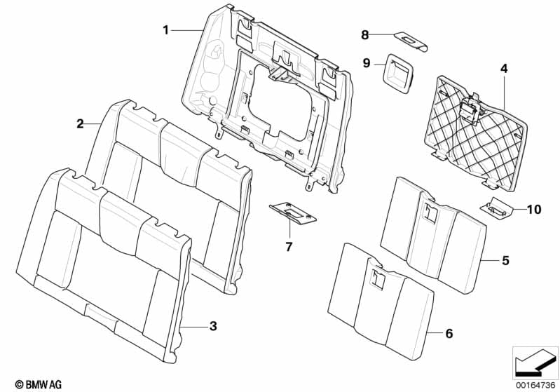 Seat, rear, uphlstry/cover, load-through