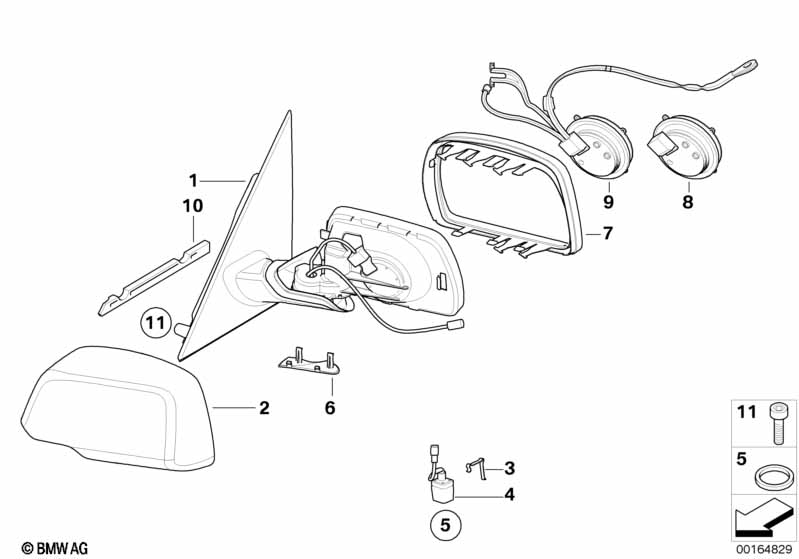 Genuine BMW 51163450516 E83 Heated Outside Mirror, Right GLANZSCHWARZ (Inc. X3) | ML Performance UK Car Parts