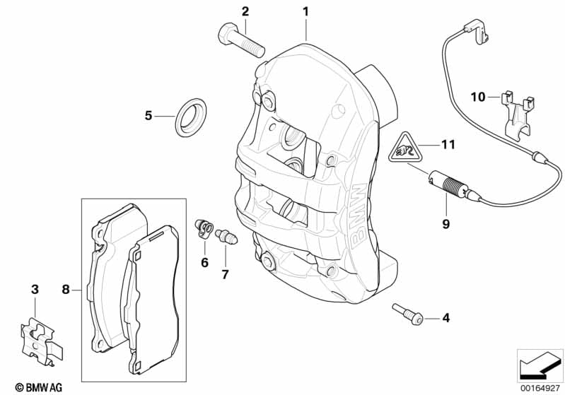 Front brake pad wear sensor