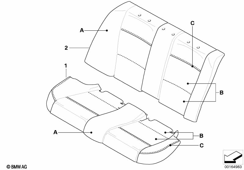 Indiv. cover for seat, rear, LC