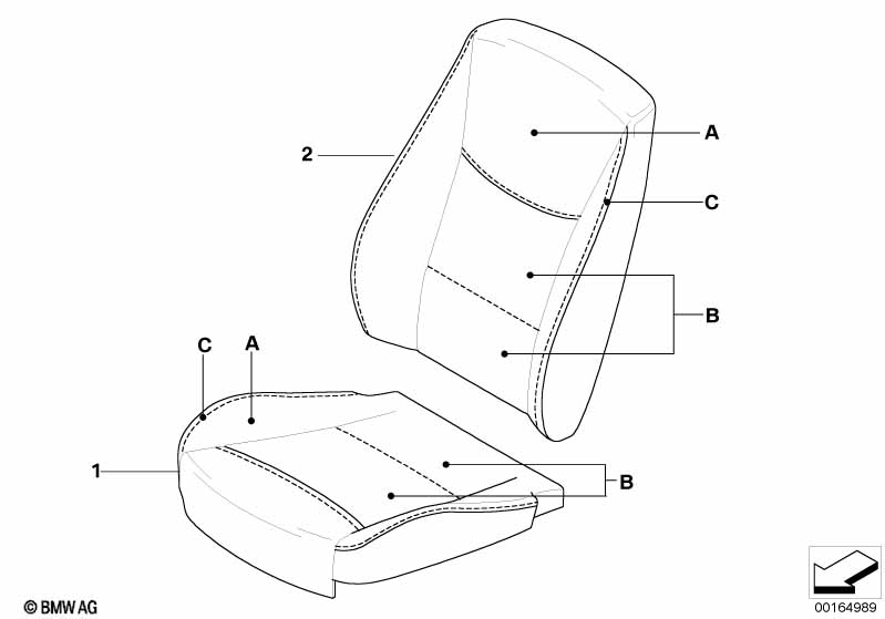 Individual uphols, base seat, front, LC
