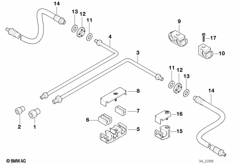 Brake pipe rear ABS/ASC+T