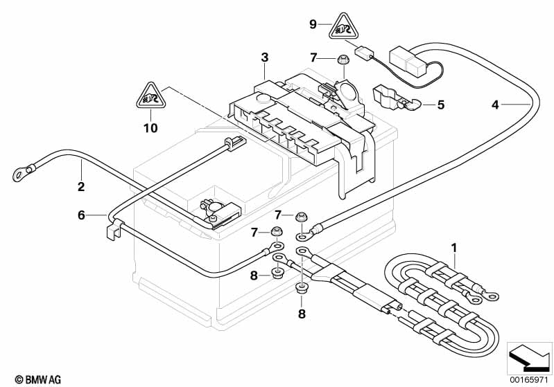 Battery lead/distribution box, rear