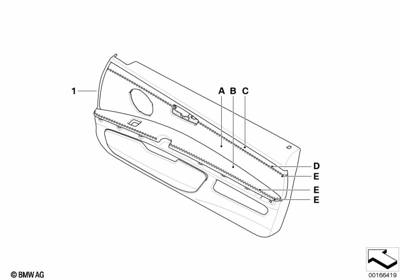 Indiv. door trim panel, partial leather