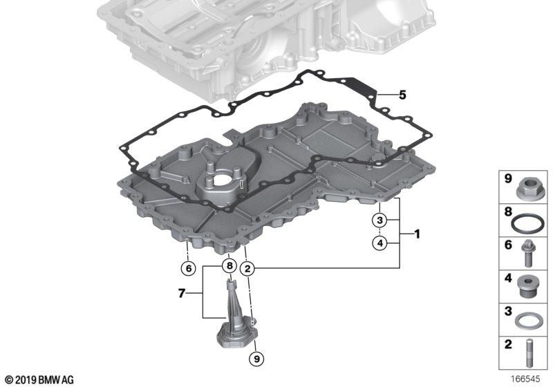 Oil pan bottom part, oil level indicator