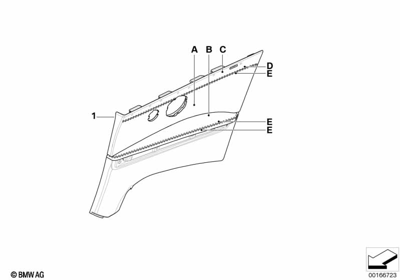 Indiv.lateral trim panel,partial leather