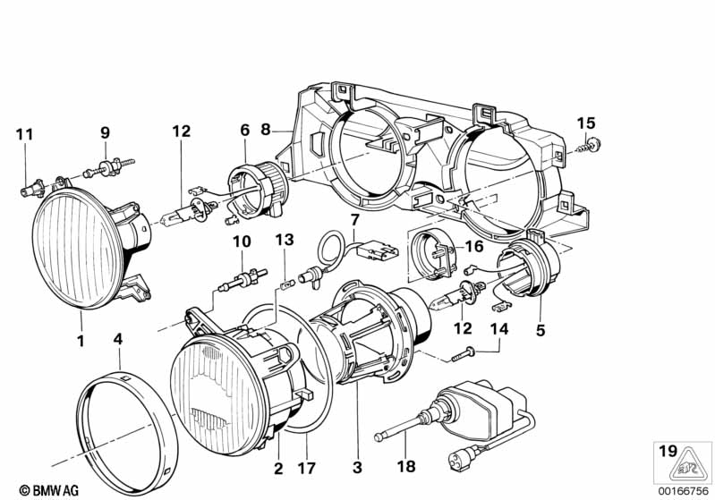 Single components for headlight