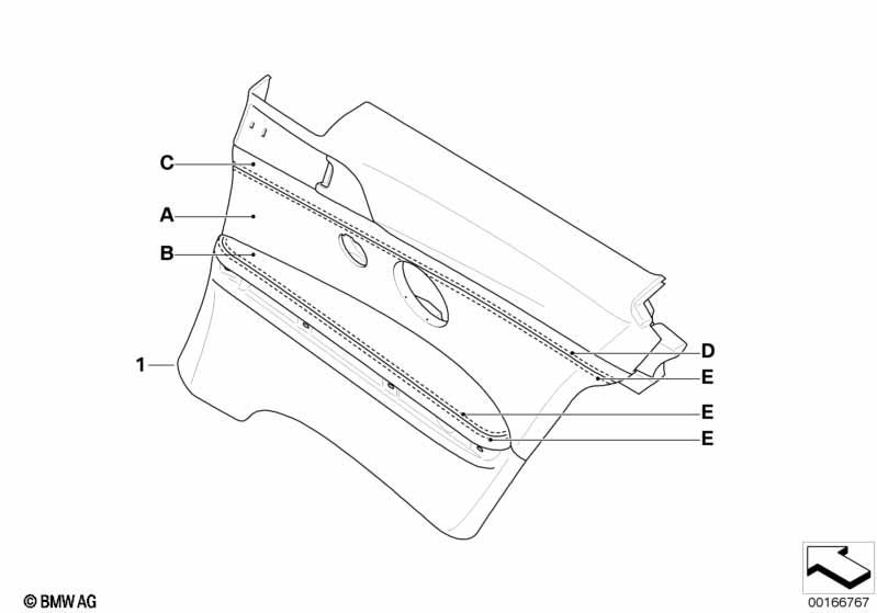 Indiv.lateral trim panel,partial leather