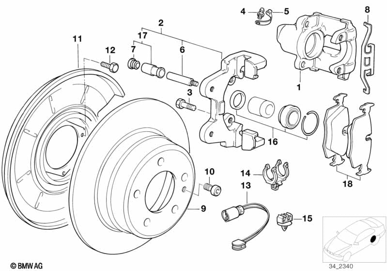 Rear brake / brake pad / wear sensor